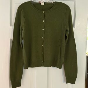 JCrew olive green cardigan.